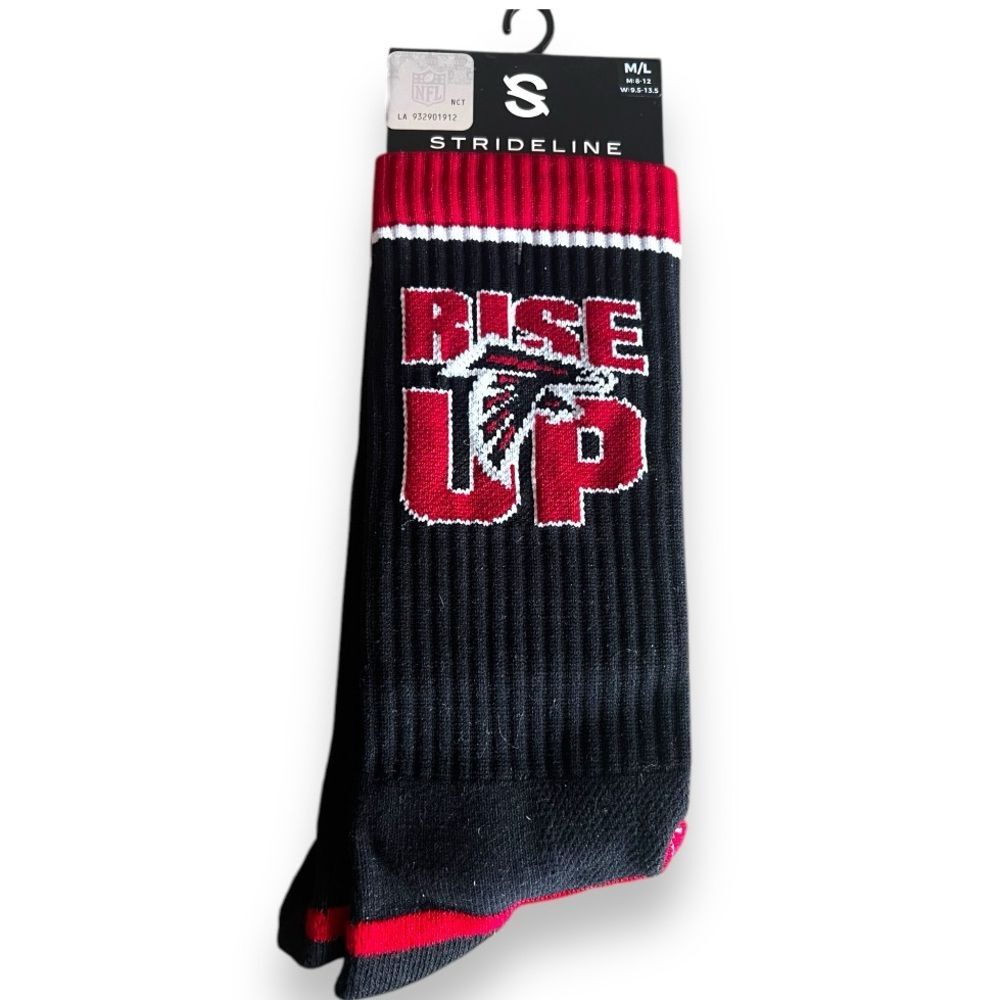 NWT Atlanta Falcons Rise Up Logo Crew Socks Black Size M/L  Men's 8-12 Fan Gear